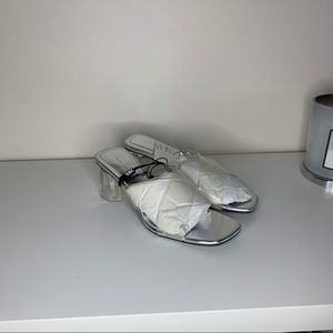 Zara clear and sliver double strap mule.